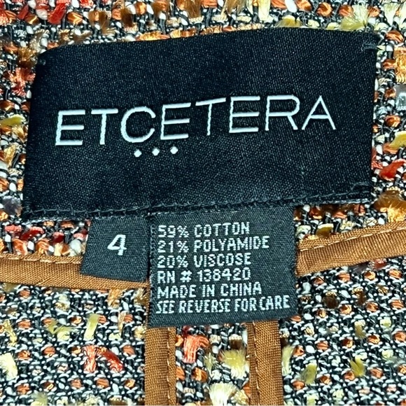 VINTAGE ETCETERA Brown Orange Speckled Tweed Blazer Jacket Women's Size 4 - Picture 16 of 16